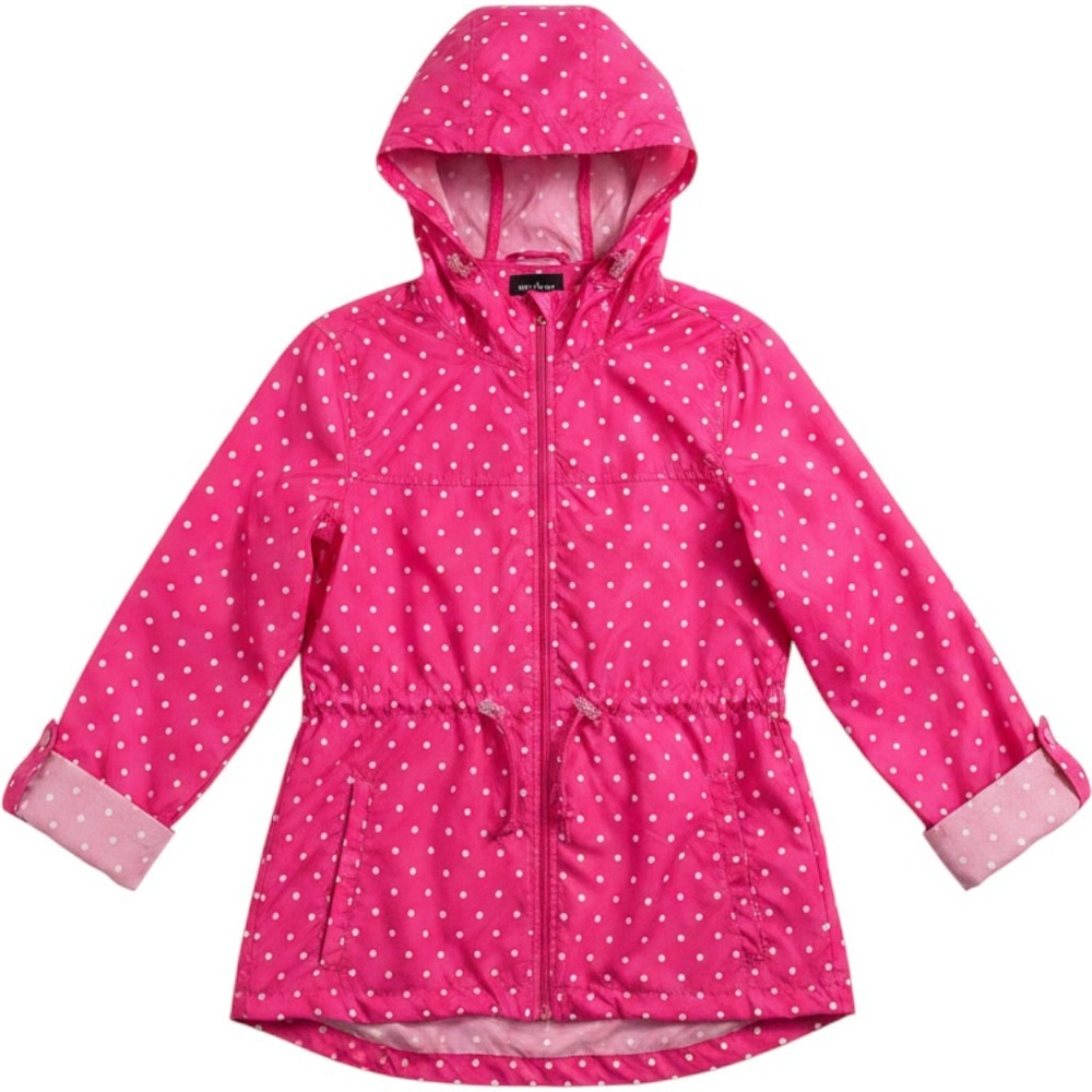 Weather Tamer Hibiscus Pink Polka Dot Parka in a Pocket Jacket Size L 12/14‎